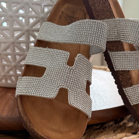 Silver Rhinestone Slide Sandals - Picture 7 of 7